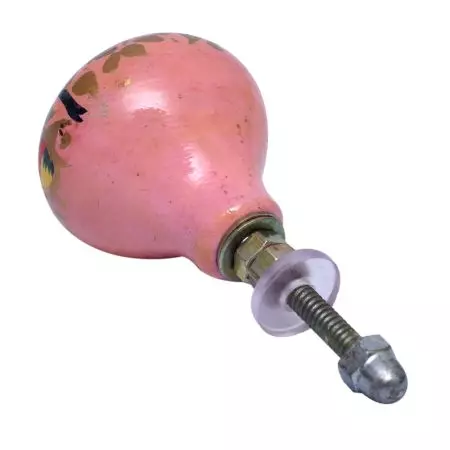 Pink Golden Floral Hand Pinted Indian Kashmiri Knobs